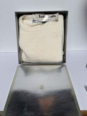 Vintage Lucien Rialto by Weyland Square Cream Textured Knit Sweater Size L